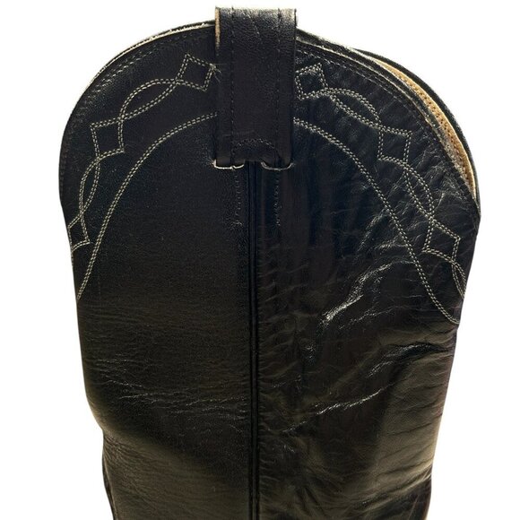 Nocona Western Leather Cowboy Boots 8E Men Black Embroidered